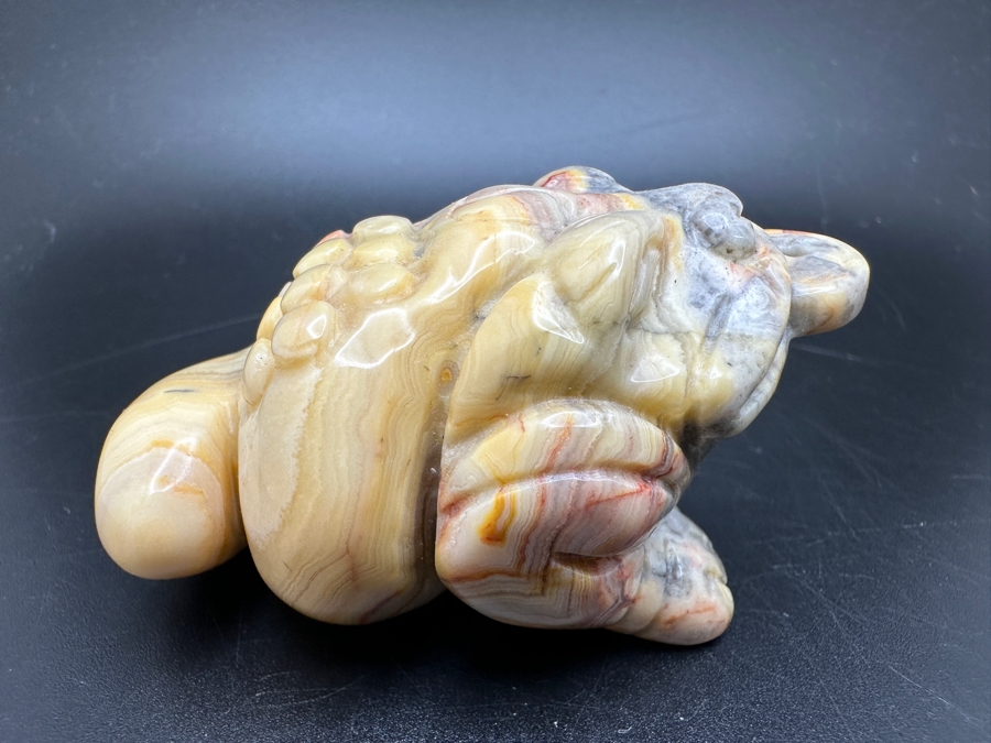 (3) Carved Chinese Feng Shui Golden Toad Wealth Figurines Of Various Stones 364g [Photo 8]