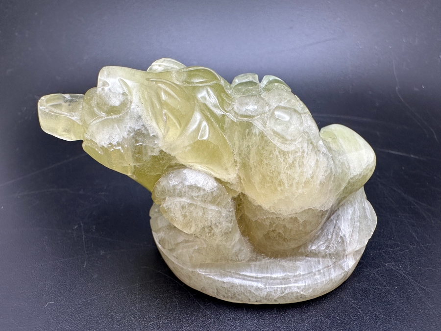 (3) Carved Chinese Feng Shui Golden Toad Wealth Figurines Of Various Stones 364g [Photo 12]