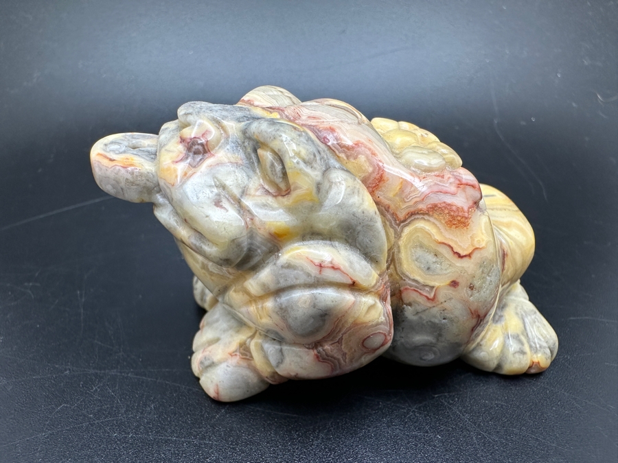 (3) Carved Chinese Feng Shui Golden Toad Wealth Figurines Of Various Stones 364g [Photo 10]