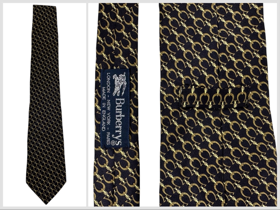 Burberry Men's Silk Tie, Made in England 
