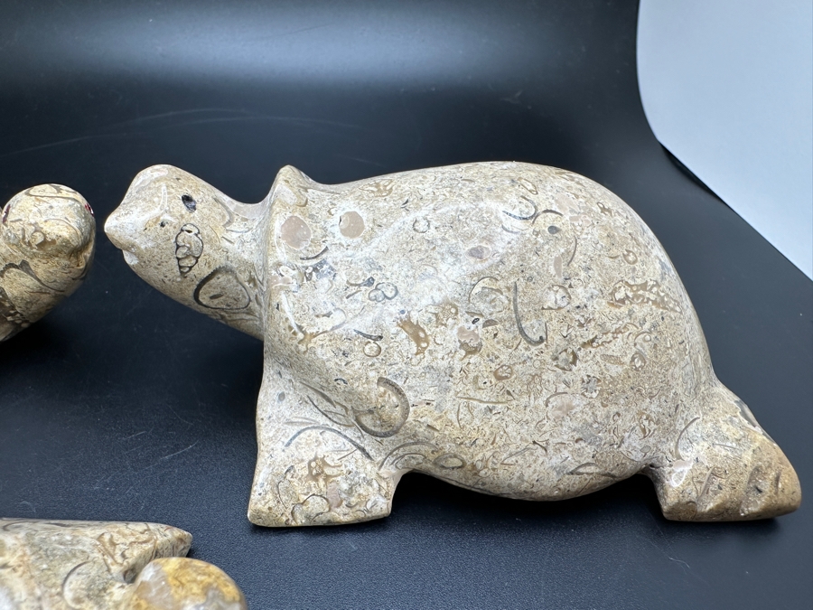 Set Of Three Carved Stone Turtle Figurines 670g [Photo 5]