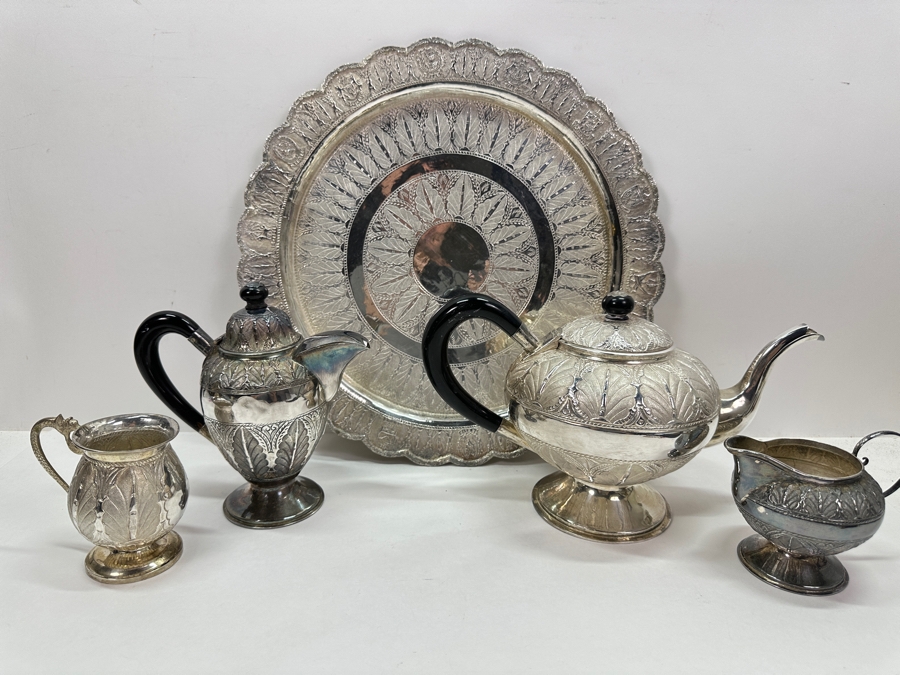 Stunning Ornate .800 Silver Tea Service Set By Mohd Salleh & Sons 1260B Malaysia 1,469g (80% Silver - Silver Melt Value $1,242) [Photo 2]