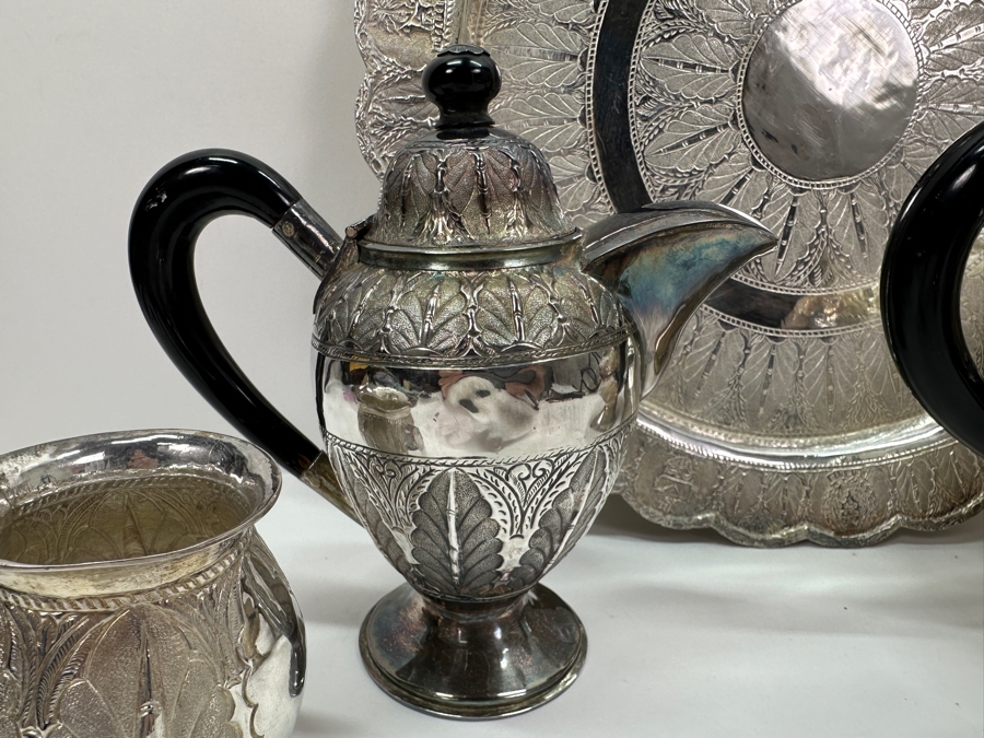 Stunning Ornate .800 Silver Tea Service Set By Mohd Salleh & Sons 1260B Malaysia 1,469g (80% Silver - Silver Melt Value $1,242) [Photo 8]