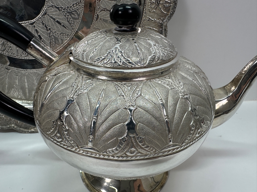 Stunning Ornate .800 Silver Tea Service Set By Mohd Salleh & Sons 1260B Malaysia 1,469g (80% Silver - Silver Melt Value $1,242) [Photo 4]