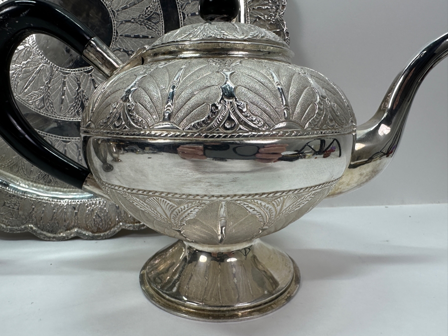 Stunning Ornate .800 Silver Tea Service Set By Mohd Salleh & Sons 1260B Malaysia 1,469g (80% Silver - Silver Melt Value $1,242) [Photo 6]