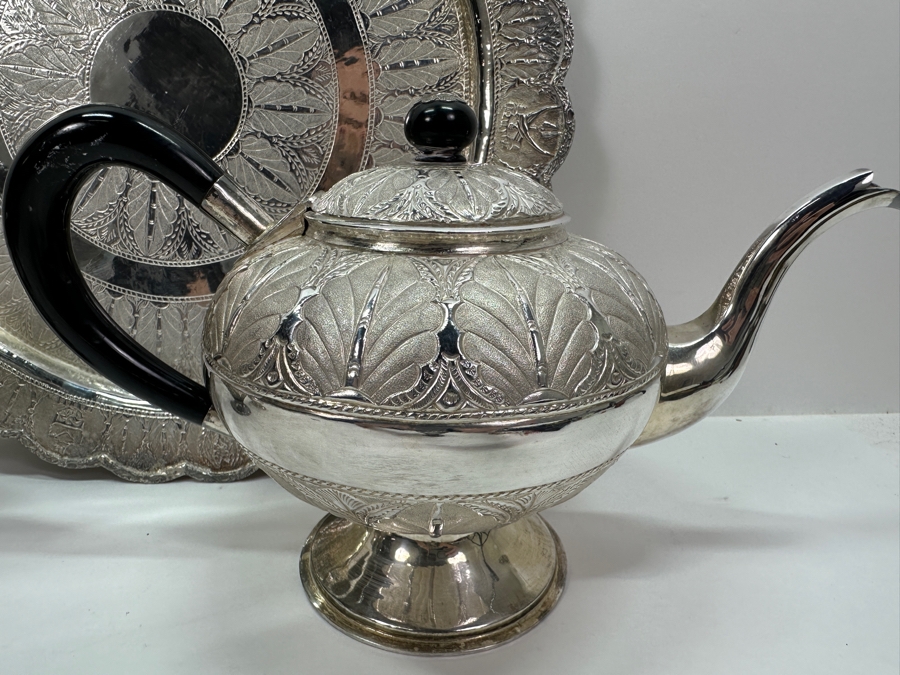 Stunning Ornate .800 Silver Tea Service Set By Mohd Salleh & Sons 1260B Malaysia 1,469g (80% Silver - Silver Melt Value $1,242) [Photo 3]