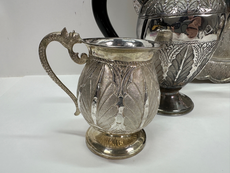 Stunning Ornate .800 Silver Tea Service Set By Mohd Salleh & Sons 1260B Malaysia 1,469g (80% Silver - Silver Melt Value $1,242) [Photo 7]