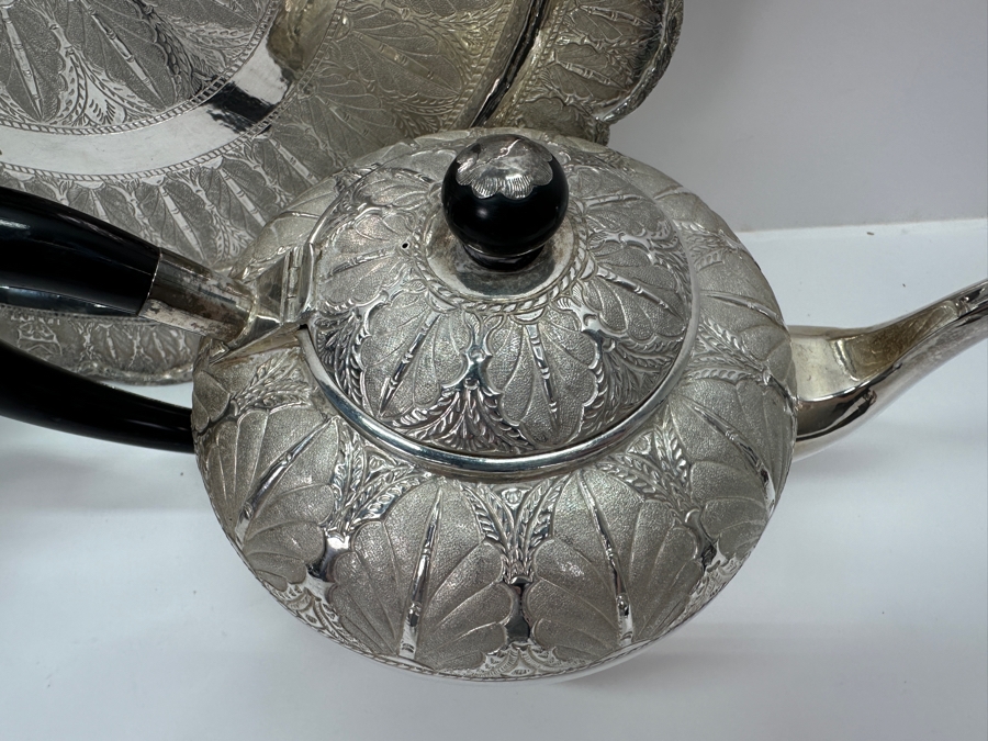 Stunning Ornate .800 Silver Tea Service Set By Mohd Salleh & Sons 1260B Malaysia 1,469g (80% Silver - Silver Melt Value $1,242) [Photo 5]