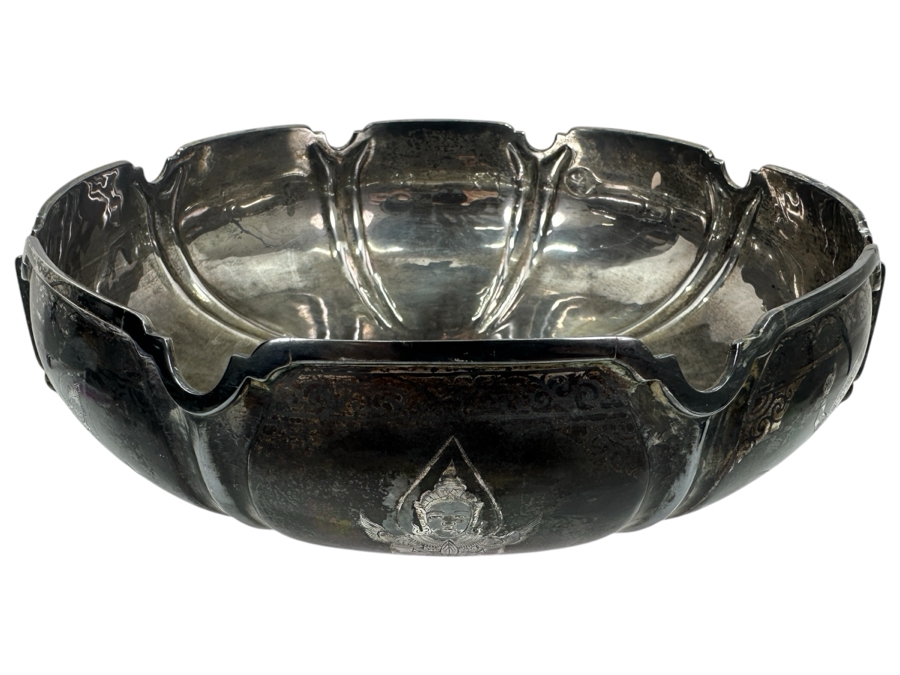 Large Sterling Silver Hallmarked SIAM Thailand Thainakon Footed Bowl With Handles 1,050g (92.5% Silver - Silver Melt Value $1,026)
