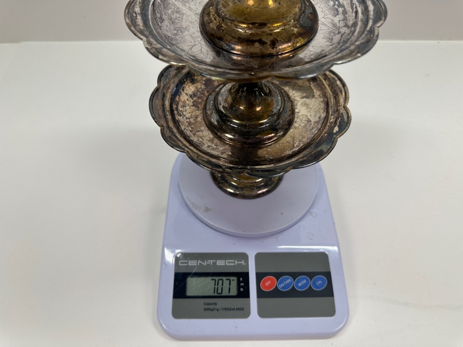 Set Of Four Vintage Chinese .800 Silver Footed Hallmarked Chased Dishes With Floral / Bird Motif 6.5W X 4H 707g (80% Silver - Silver Melt Value $597) [Photo 17]