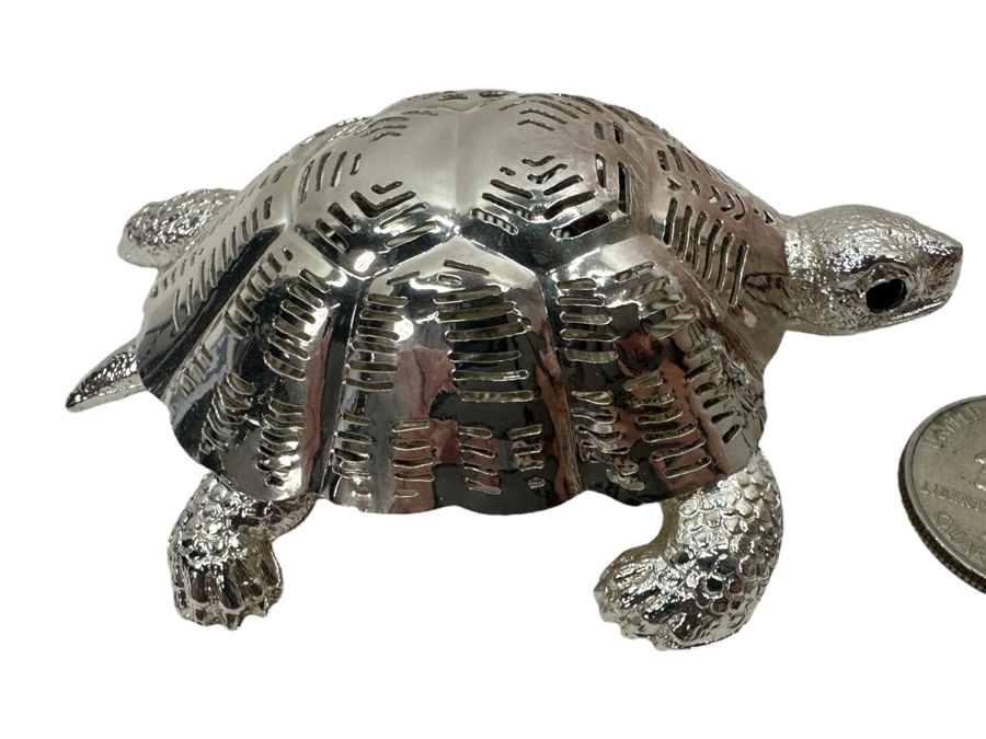 Christofle France Lumiere D'Argent Silverplate Pierced Turtle Figurine [Photo 1]