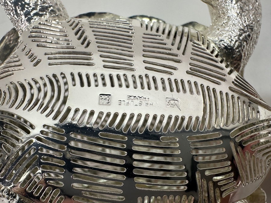 Christofle France Lumiere D'Argent Silverplate Pierced Turtle Figurine [Photo 6]