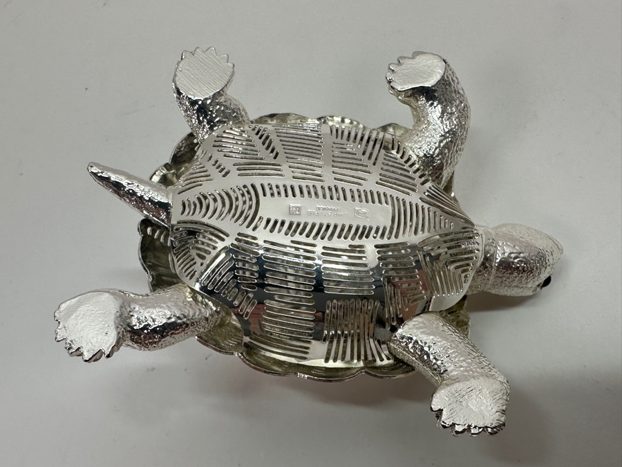 Christofle France Lumiere D'Argent Silverplate Pierced Turtle Figurine [Photo 5]