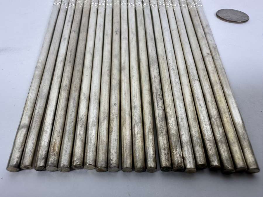 (20) Vintage .800 Silver Dragon Motif Chopsticks 314g (80% Silver - Silver Melt Value $264) [Photo 7]