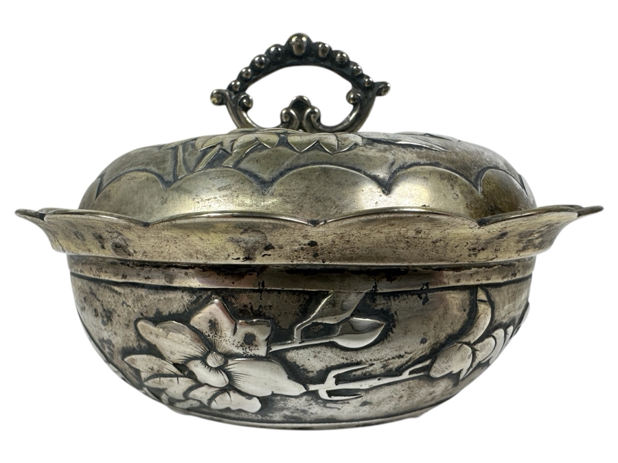 Vintage Chinese .800 Silver Hallmarked Bowl Box 173g (80% Silver - Silver Melt Value $146) [Photo 1]