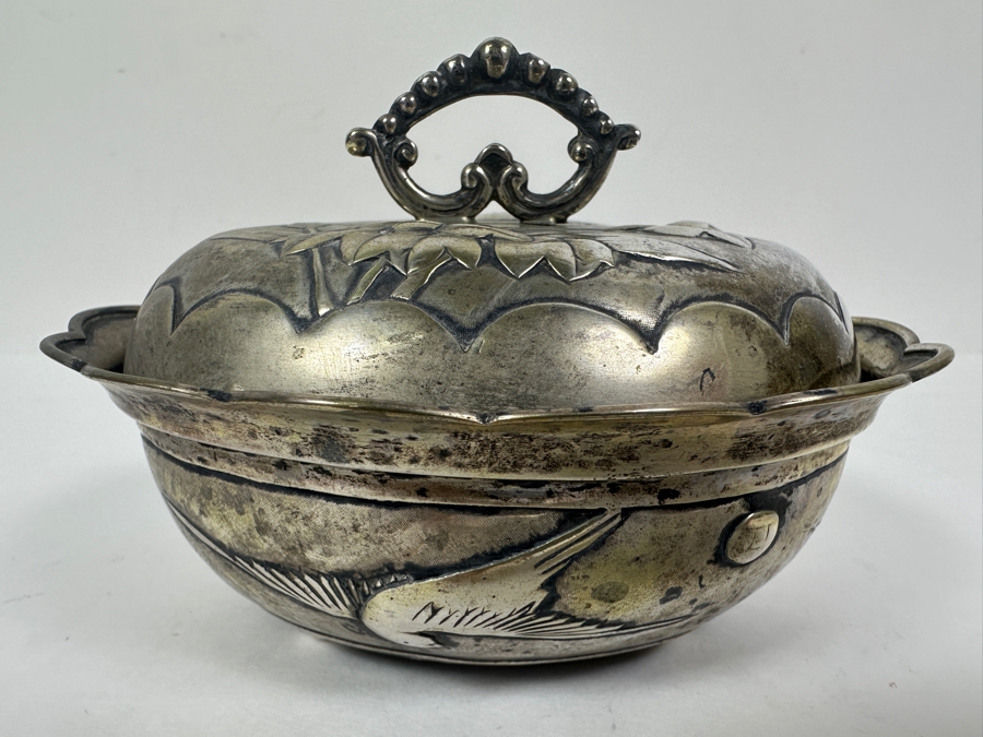 Vintage Chinese .800 Silver Hallmarked Bowl Box 173g (80% Silver - Silver Melt Value $146) [Photo 2]