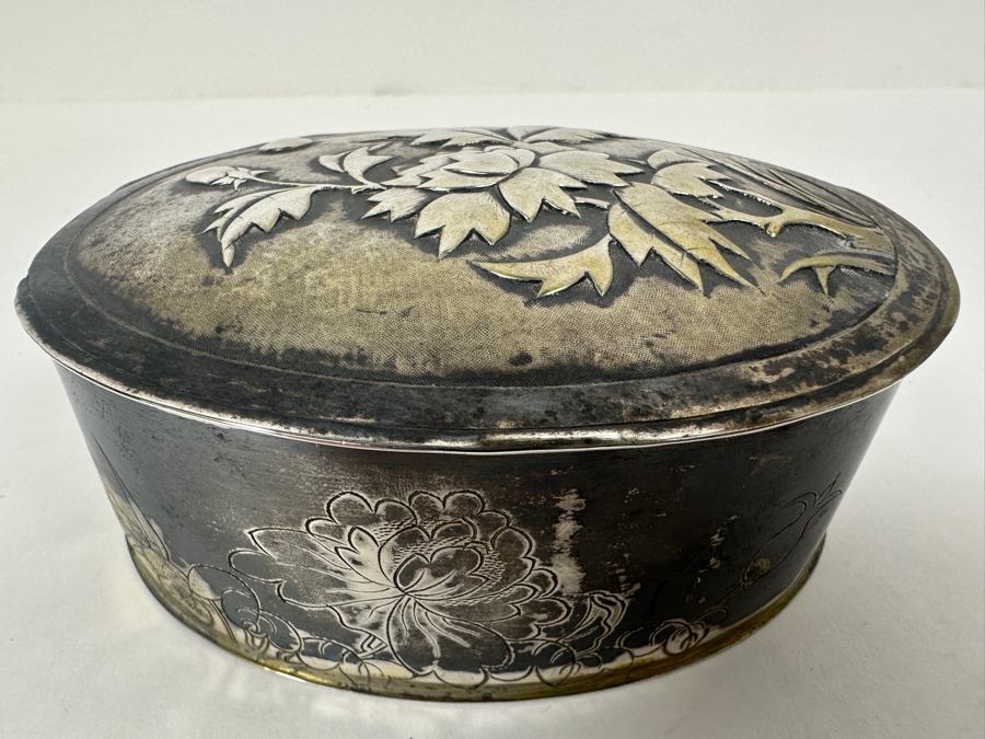 Vintage Chinese .800 Silver Hallmarked Box 238g (80% Silver - Silver Melt Value $201) [Photo 2]