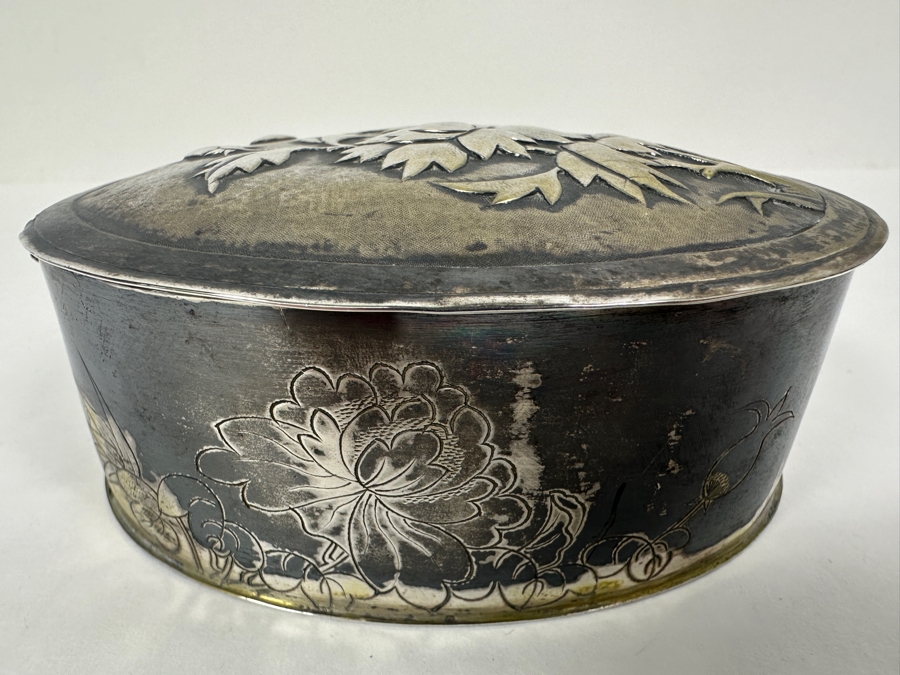 Vintage Chinese .800 Silver Hallmarked Box 238g (80% Silver - Silver Melt Value $201) [Photo 4]