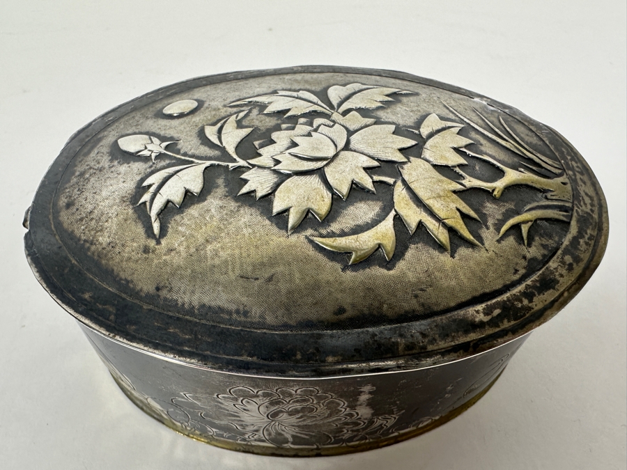 Vintage Chinese .800 Silver Hallmarked Box 238g (80% Silver - Silver Melt Value $201) [Photo 3]