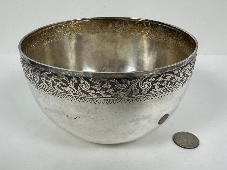 Vintage Chinese .800 Silver Hallmarked Bowl 6W X 3.5H 188g (80% Silver - Silver Melt Value $159) [Photo 7]