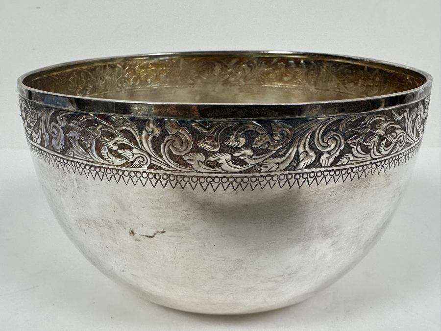 Vintage Chinese .800 Silver Hallmarked Bowl 6W X 3.5H 188g (80% Silver - Silver Melt Value $159) [Photo 4]