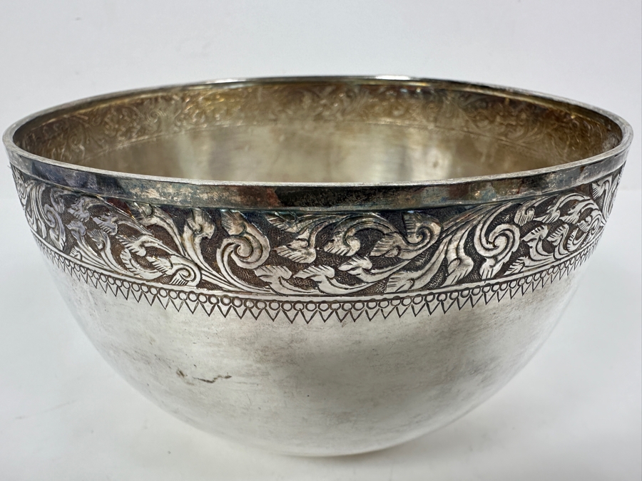 Vintage Chinese .800 Silver Hallmarked Bowl 6W X 3.5H 188g (80% Silver - Silver Melt Value $159) [Photo 3]