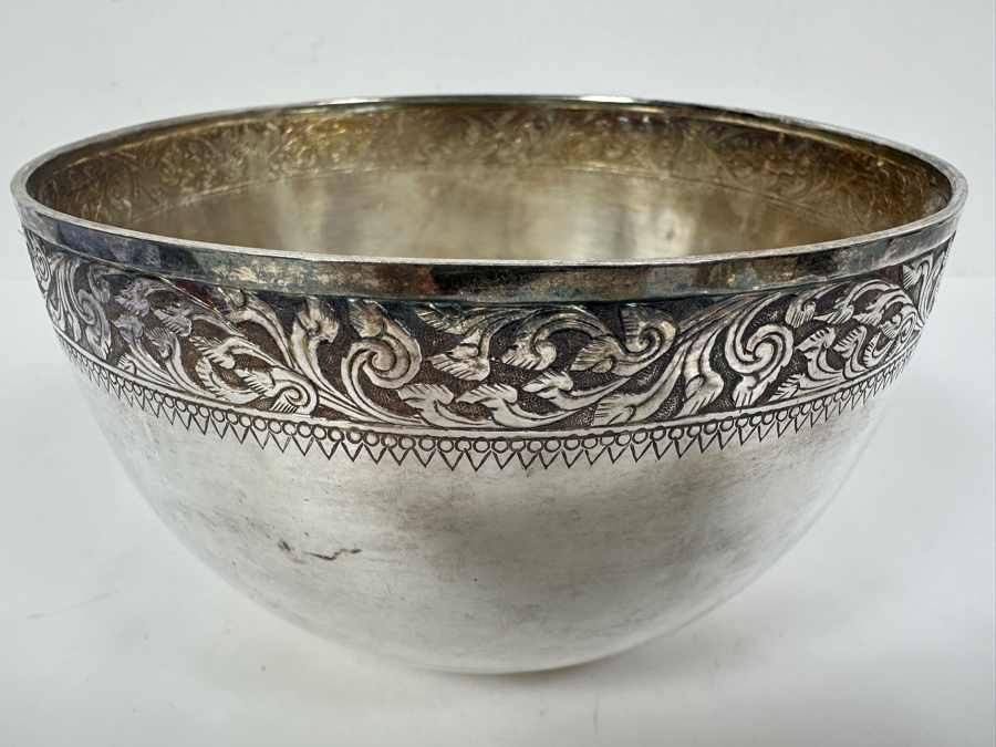 Vintage Chinese .800 Silver Hallmarked Bowl 6W X 3.5H 188g (80% Silver - Silver Melt Value $159) [Photo 2]