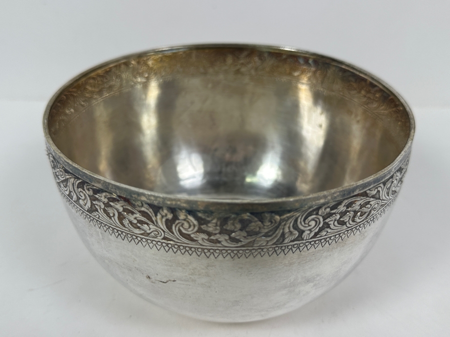 Vintage Chinese .800 Silver Hallmarked Bowl 6W X 3.5H 188g (80% Silver - Silver Melt Value $159) [Photo 6]