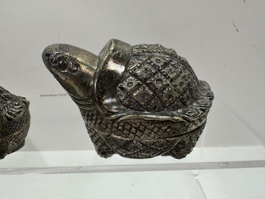 (6) Vintage .800-.900 Silver Cambodian Turtle Betel Boxes Khmer Craftmanship 624g (80%-90% Silver - Silver Melt Value Based On 80% $527) [Photo 16]