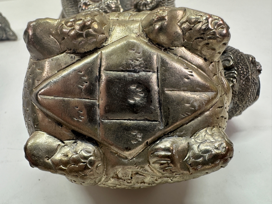 (6) Vintage .800-.900 Silver Cambodian Turtle Betel Boxes Khmer Craftmanship 624g (80%-90% Silver - Silver Melt Value Based On 80% $527) [Photo 26]