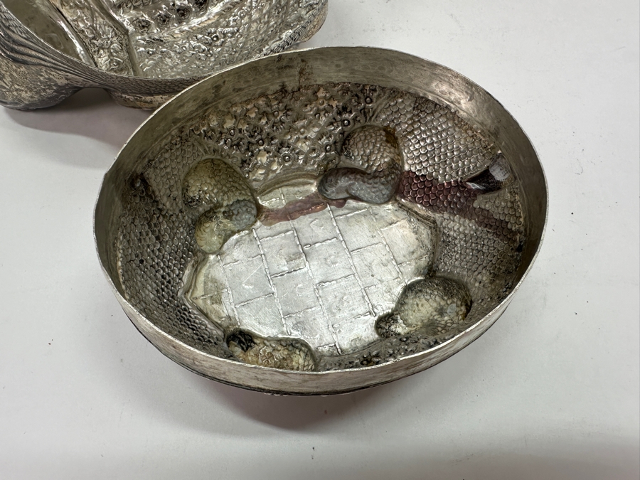 (6) Vintage .800-.900 Silver Cambodian Turtle Betel Boxes Khmer Craftmanship 624g (80%-90% Silver - Silver Melt Value Based On 80% $527) [Photo 20]