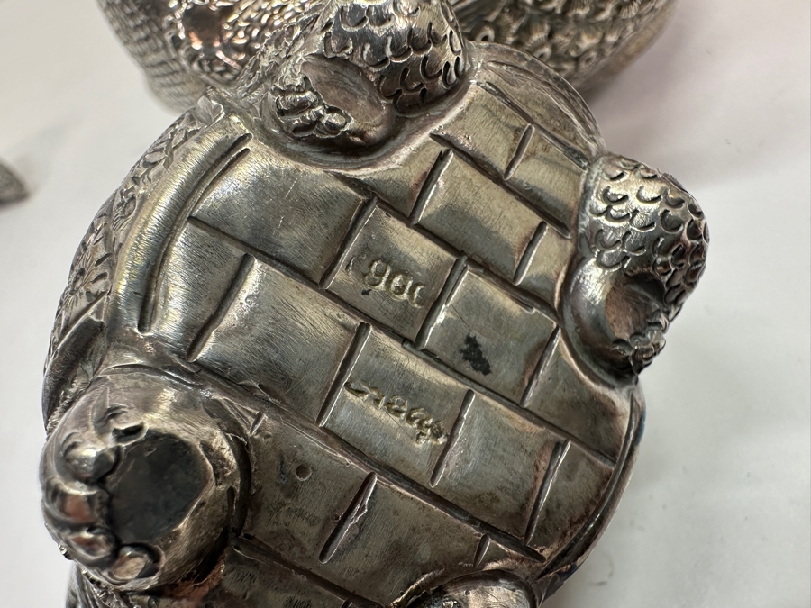 (6) Vintage .800-.900 Silver Cambodian Turtle Betel Boxes Khmer Craftmanship 624g (80%-90% Silver - Silver Melt Value Based On 80% $527) [Photo 25]