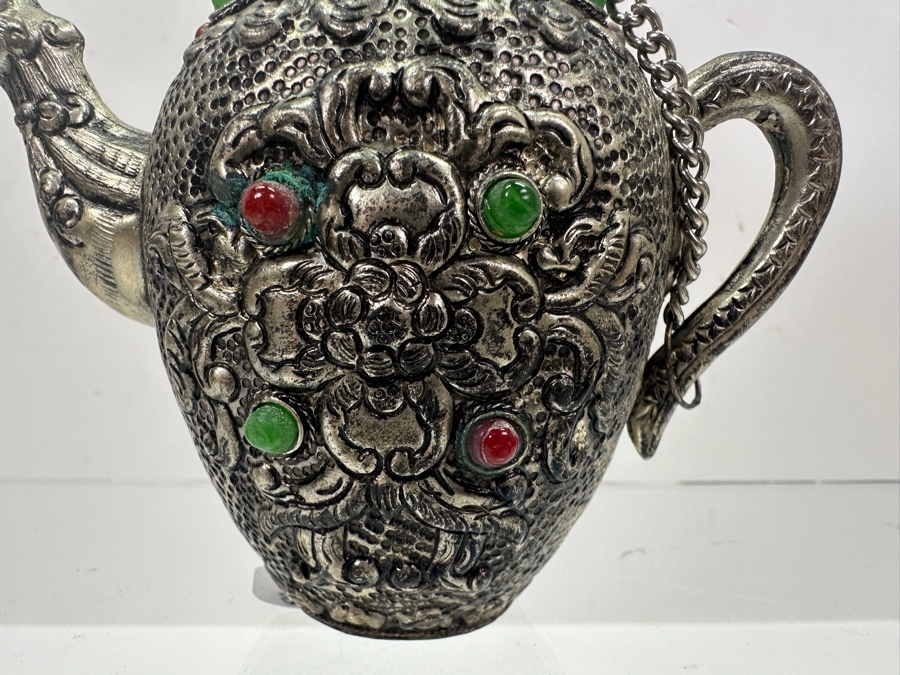 Stunning Collection Of Four Tibetan .800 Silver Teapots 465g (80% Silver - Silver Melt Value $393) [Photo 16]