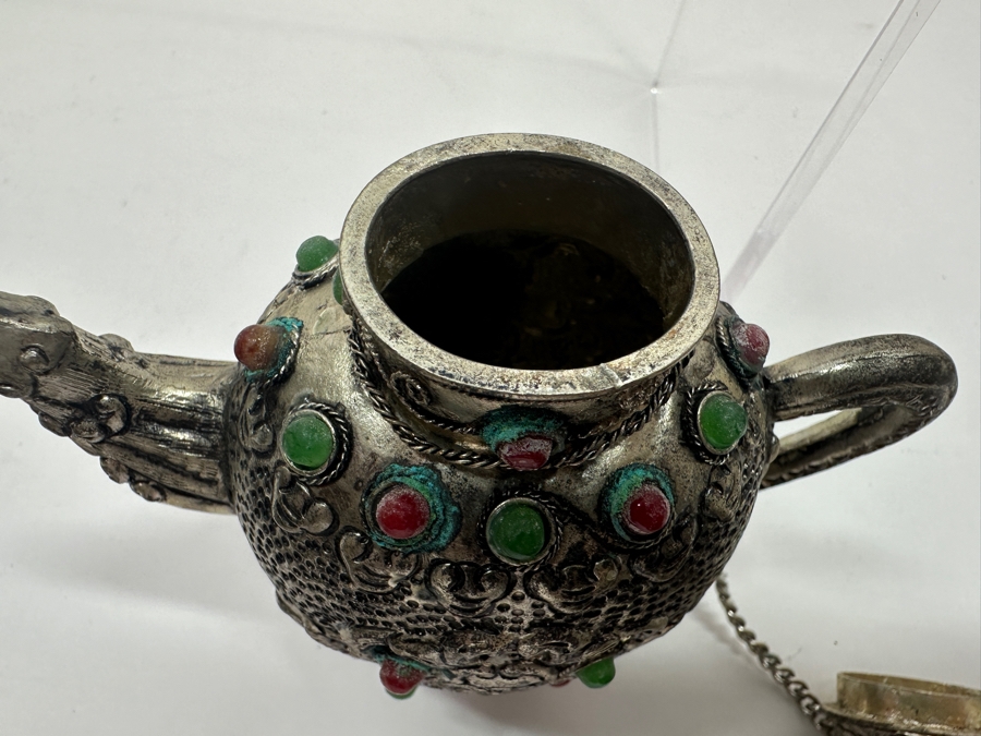 Stunning Collection Of Four Tibetan .800 Silver Teapots 465g (80% Silver - Silver Melt Value $393) [Photo 17]