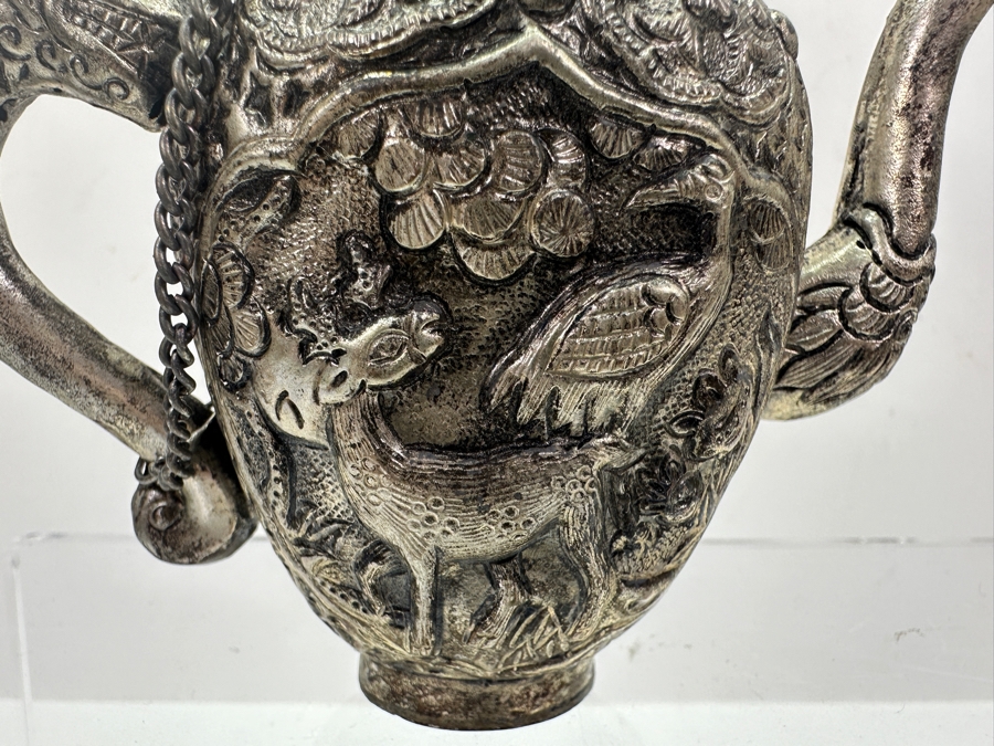 Stunning Collection Of Four Tibetan .800 Silver Teapots 465g (80% Silver - Silver Melt Value $393) [Photo 8]
