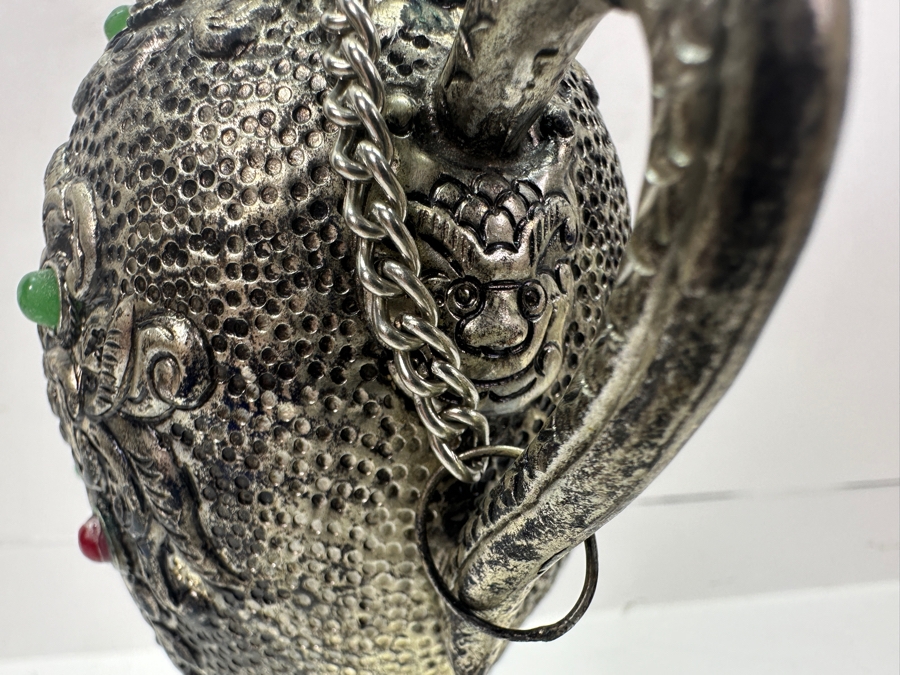 Stunning Collection Of Four Tibetan .800 Silver Teapots 465g (80% Silver - Silver Melt Value $393) [Photo 14]