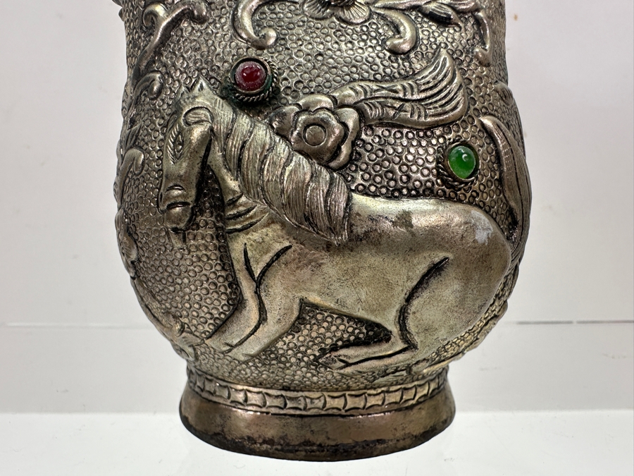 Stunning Collection Of Four Tibetan .800 Silver Teapots 465g (80% Silver - Silver Melt Value $393) [Photo 26]