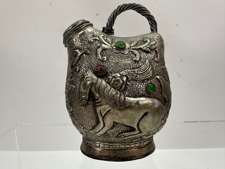 Stunning Collection Of Four Tibetan .800 Silver Teapots 465g (80% Silver - Silver Melt Value $393) [Photo 25]