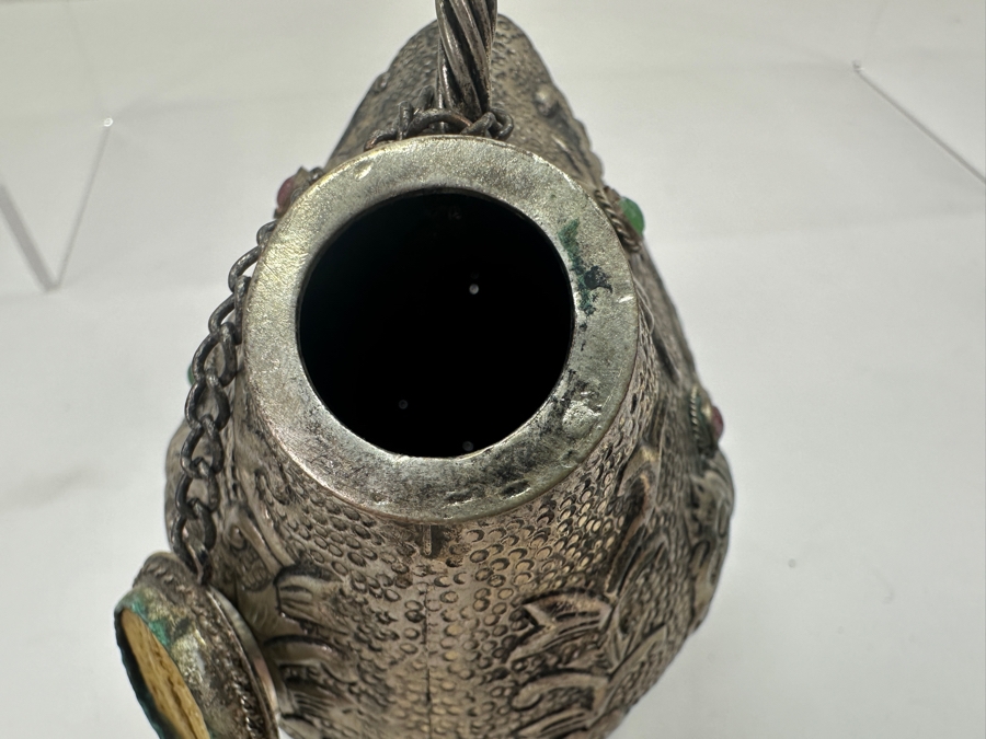 Stunning Collection Of Four Tibetan .800 Silver Teapots 465g (80% Silver - Silver Melt Value $393) [Photo 31]