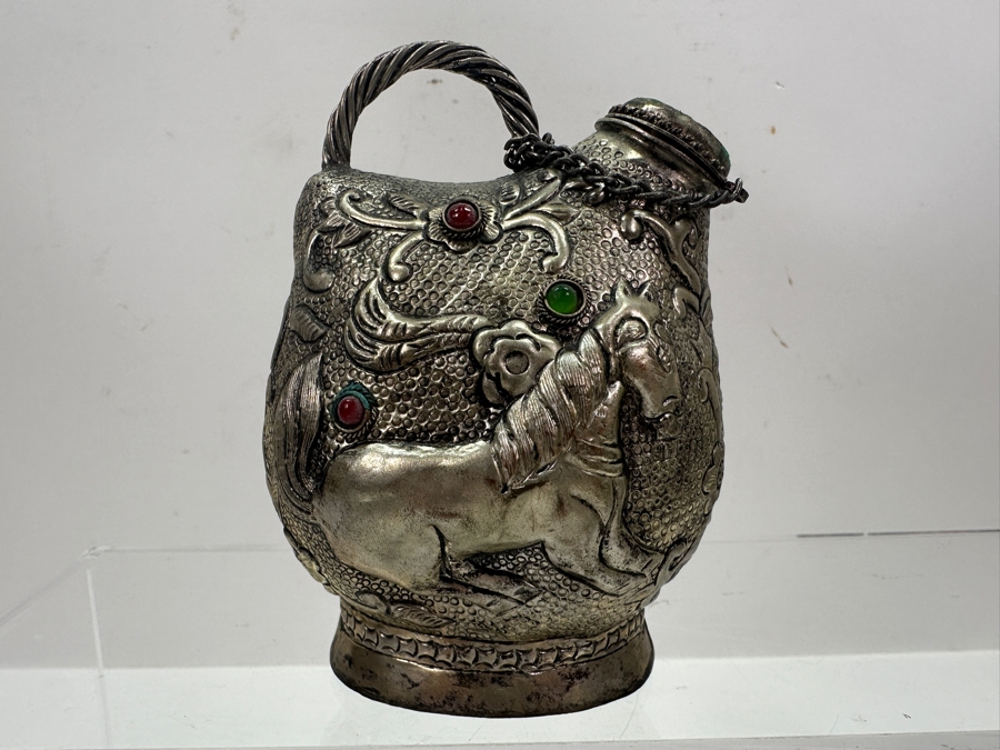 Stunning Collection Of Four Tibetan .800 Silver Teapots 465g (80% Silver - Silver Melt Value $393) [Photo 27]