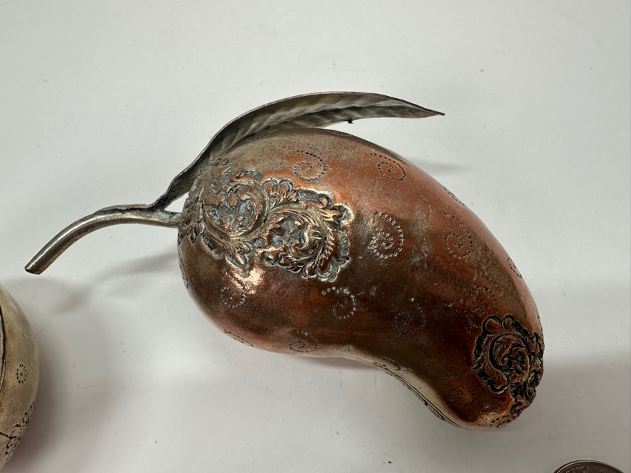 (4) Vintage .800-.900 Silver Cambodian Fruit Betel Boxes Khmer Craftmanship 343g (80% Silver - Silver Melt Value $290) [Photo 11]