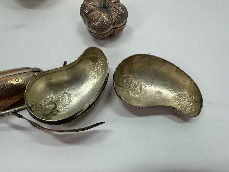 (4) Vintage .800-.900 Silver Cambodian Fruit Betel Boxes Khmer Craftmanship 343g (80% Silver - Silver Melt Value $290) [Photo 12]