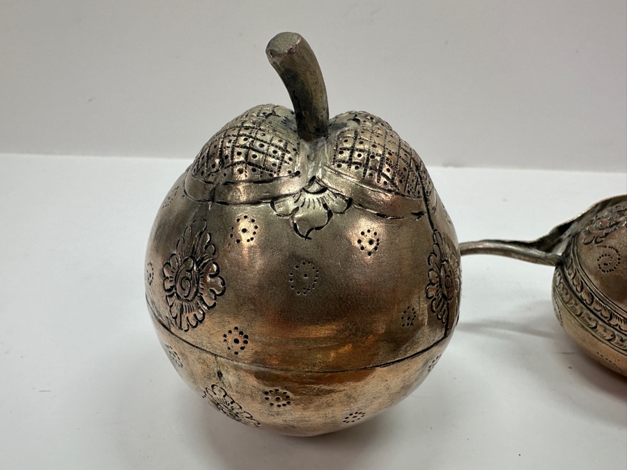 (4) Vintage .800-.900 Silver Cambodian Fruit Betel Boxes Khmer Craftmanship 343g (80% Silver - Silver Melt Value $290) [Photo 9]