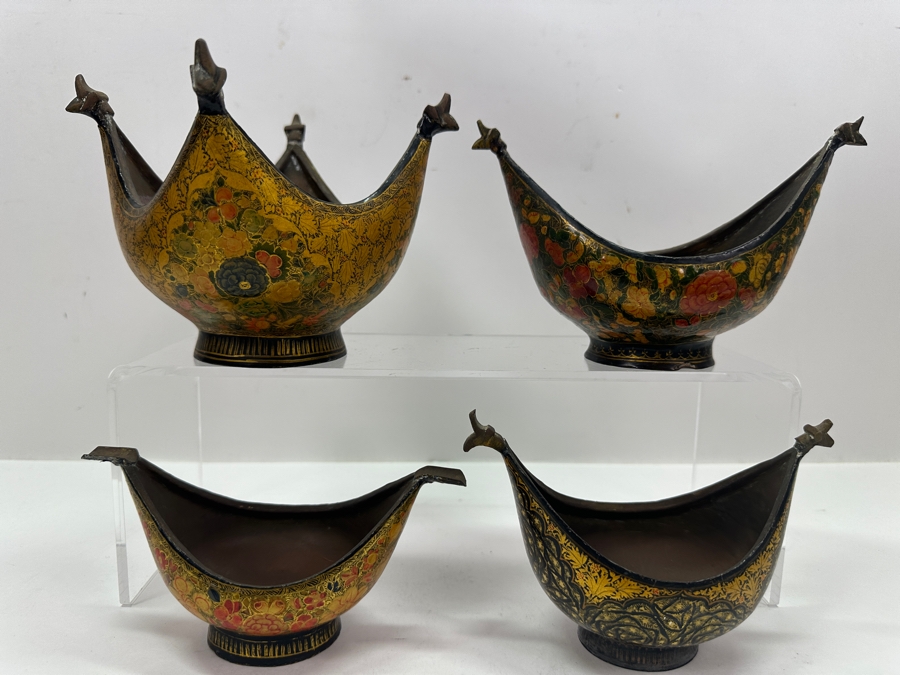 (4) Handmade Hand Painted Indian Bowls By M. Sadak Ali & Bros. [Photo 2]