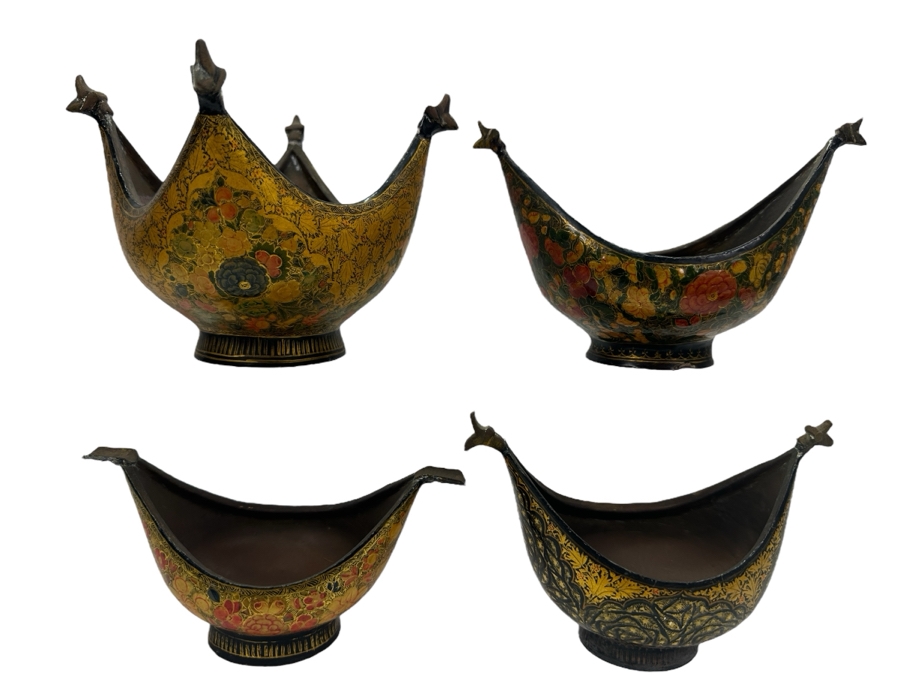 (4) Handmade Hand Painted Indian Bowls By M. Sadak Ali & Bros. [Photo 1]