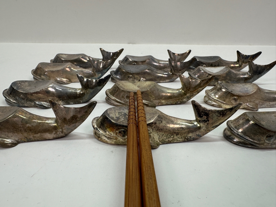 (12) Silverplate Whale Chopstick Rests [Photo 6]