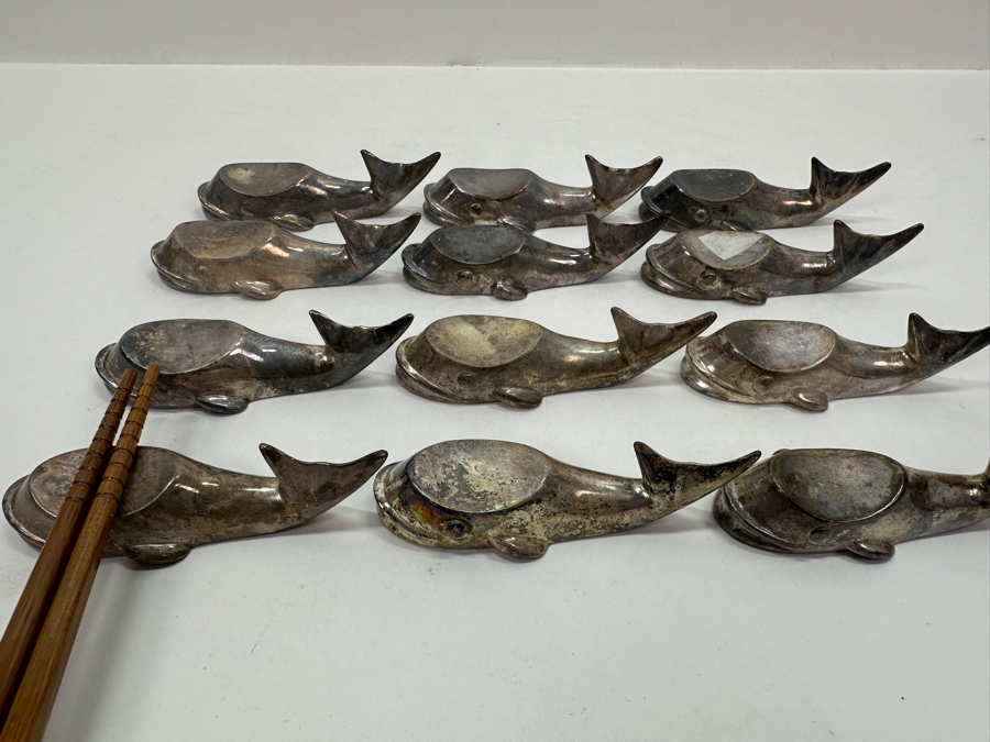 (12) Silverplate Whale Chopstick Rests [Photo 2]