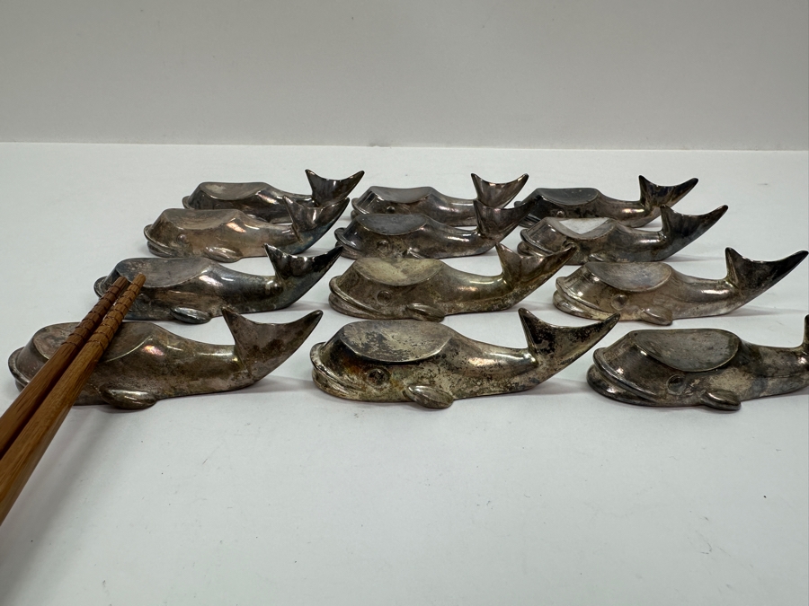 (12) Silverplate Whale Chopstick Rests [Photo 3]