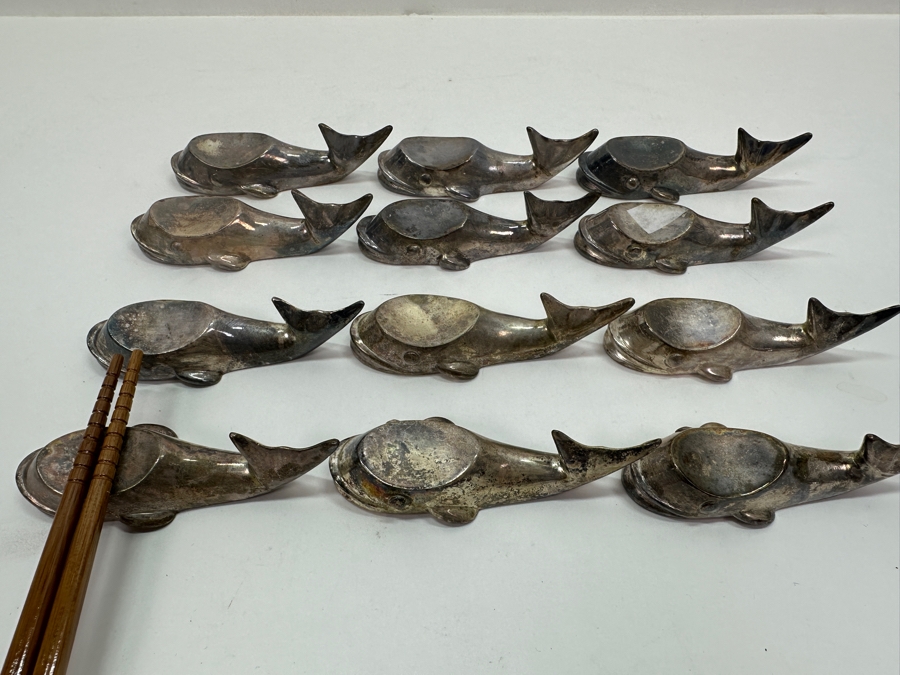 (12) Silverplate Whale Chopstick Rests [Photo 4]