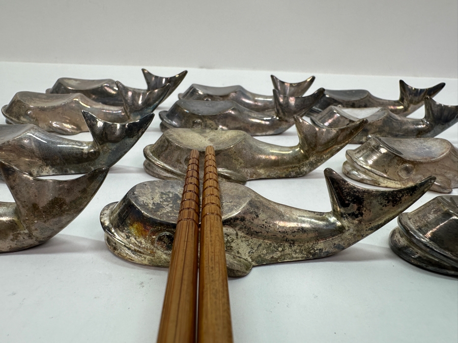 (12) Silverplate Whale Chopstick Rests [Photo 5]